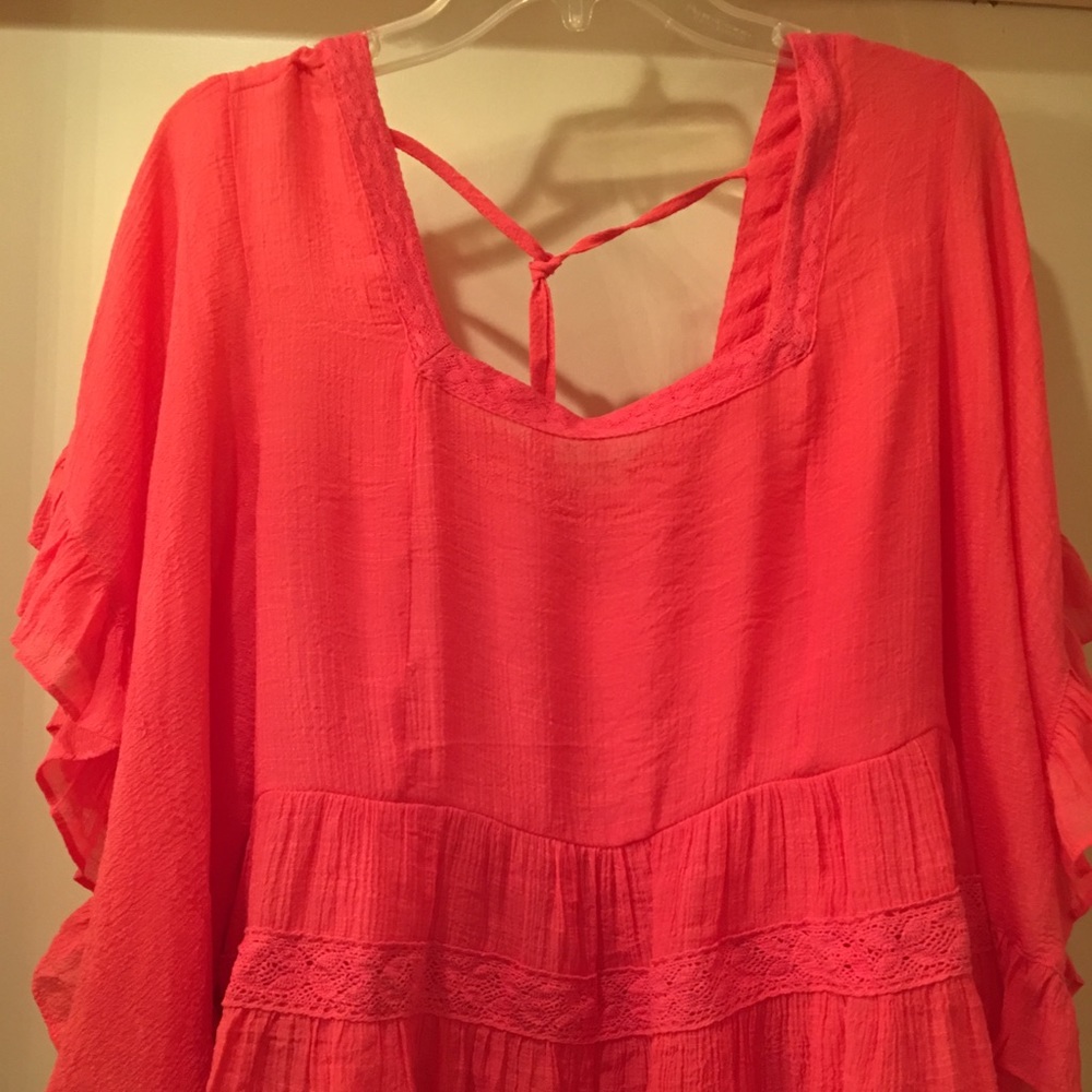 Solid Gauze Peasant Blouse - Picture 3 of 3